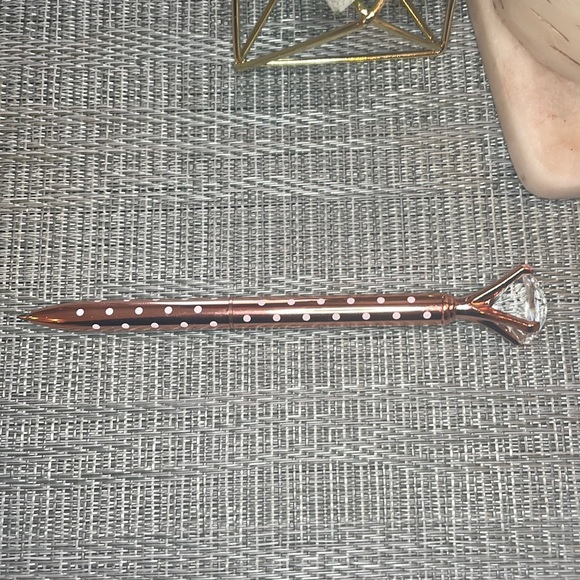 #60 NWT Rose Gold Polka Dot Pen with Diamond Jewel Top - Picture 9 of 16